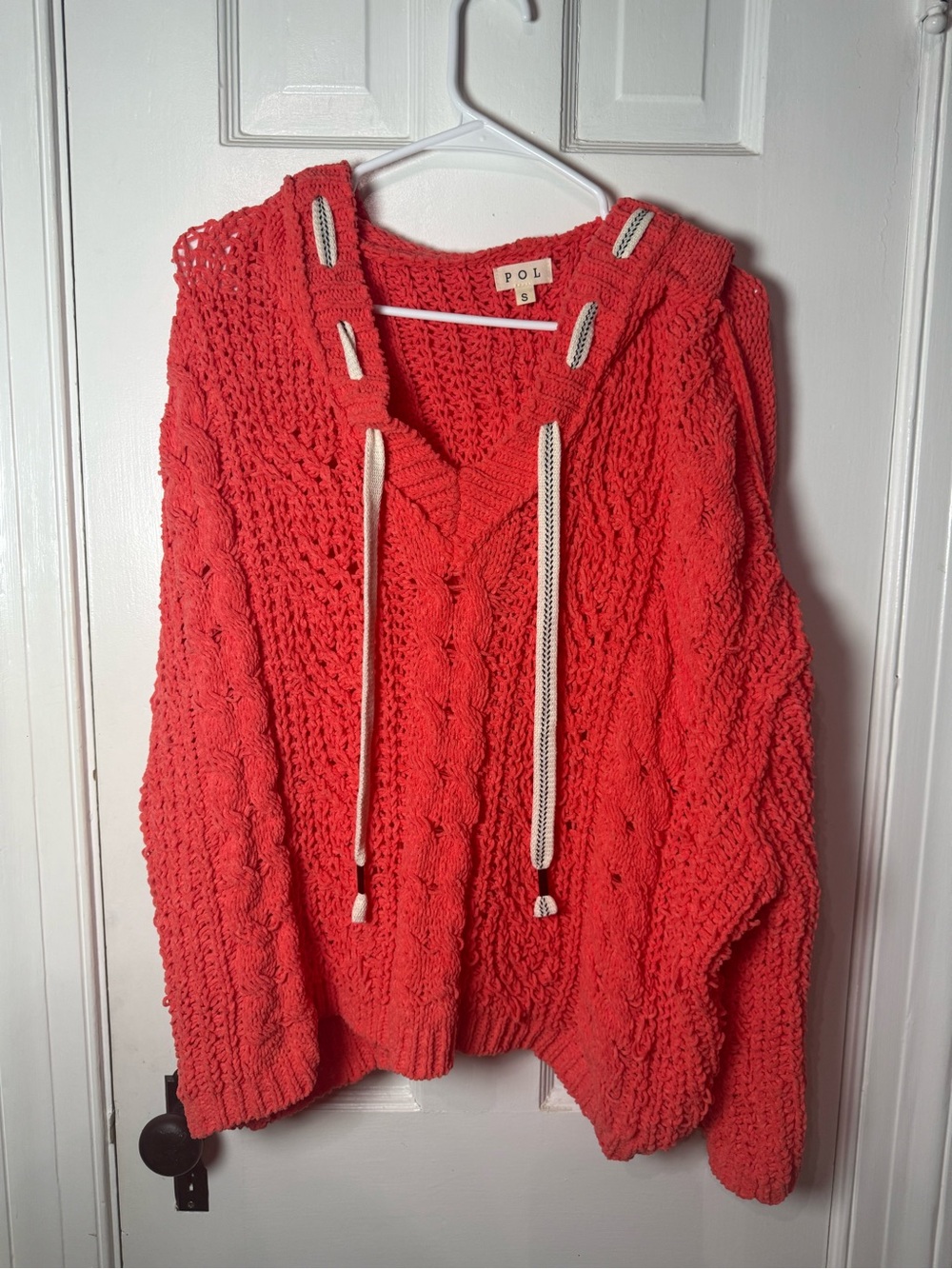 POL Coral Cable Knit Hoodie Sweater